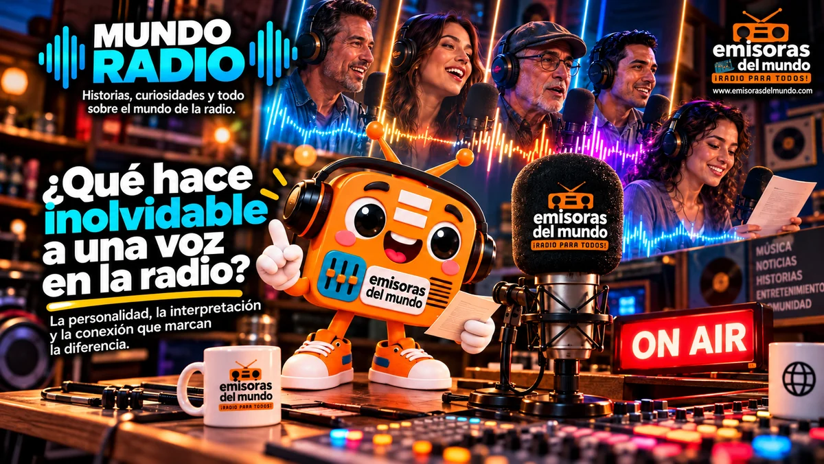 Rady en una cabina de radio, junto a un micrófono, para contar cómo una voz puede quedarse en la memoria.